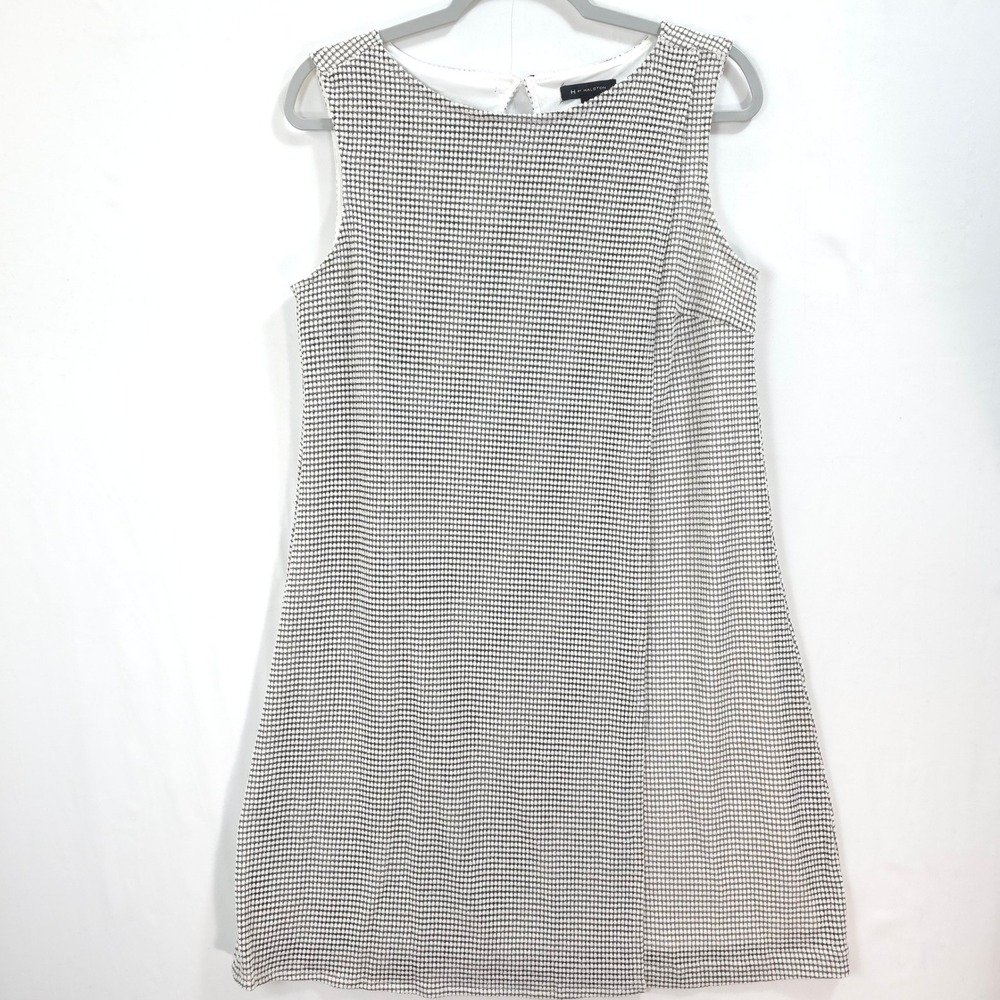H by Halston Black White Textured Sleeveless Swing A Line Dress 10 Office Chic‎